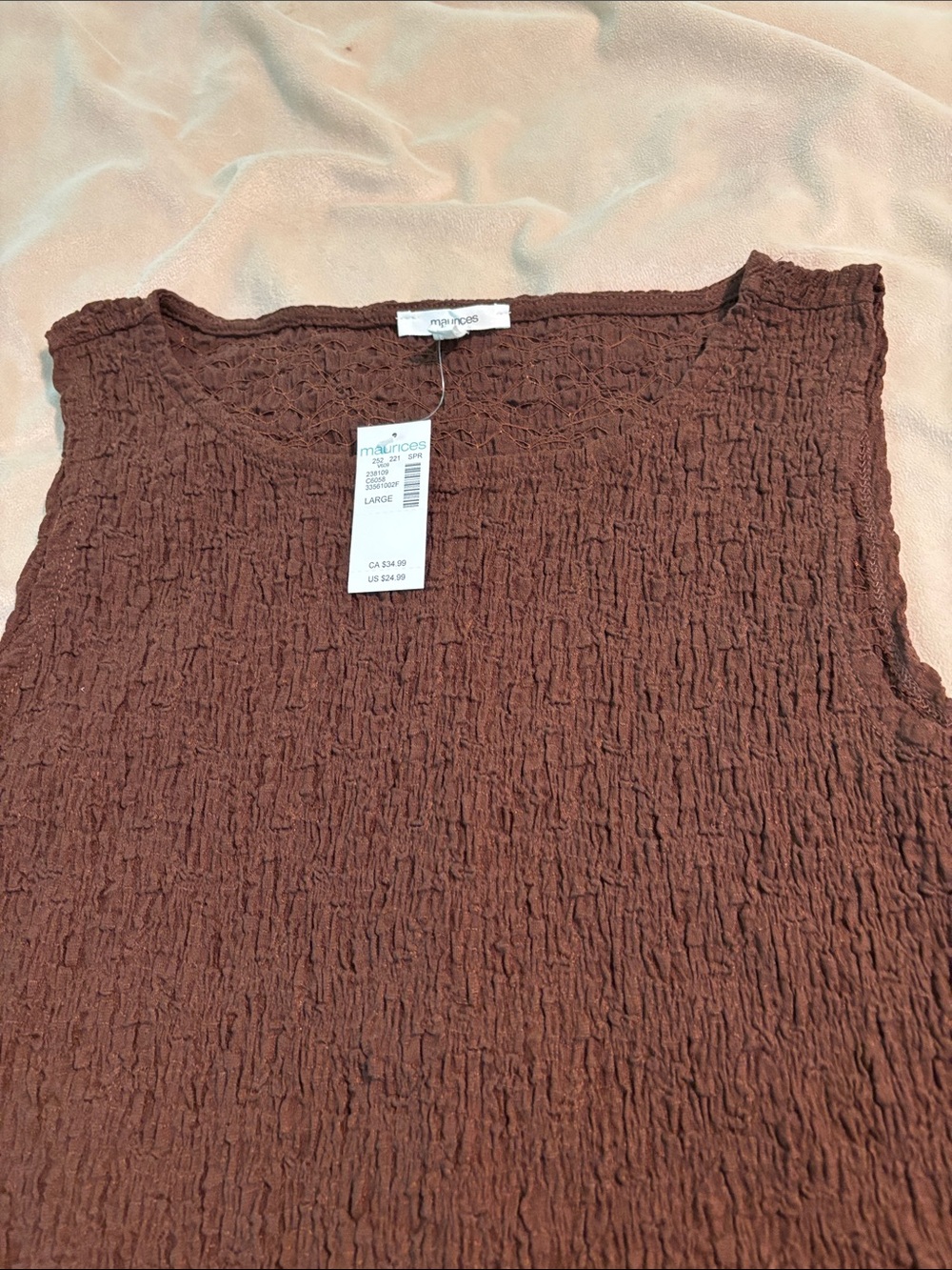 Maurices Brown Crinkle Tank Top